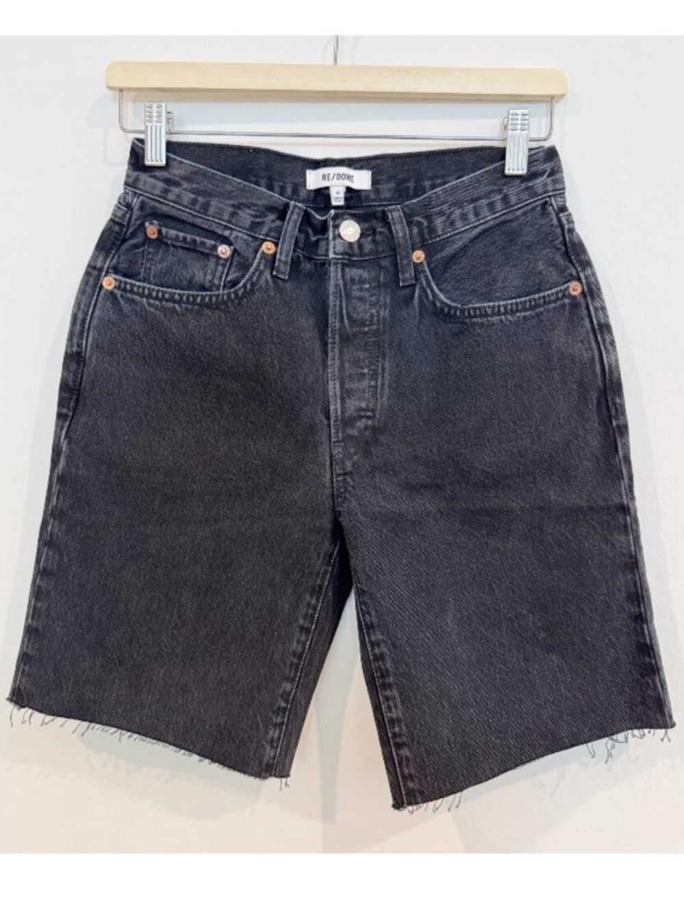NWT Re/Done Denim 90s Comfy Jean Shorts Long‎ Bermuda Summer Jorts Modest New 24